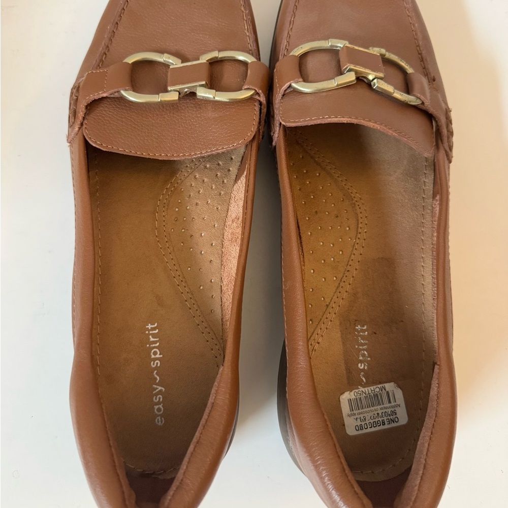 Easy Spirit Women's Brown Loafers with Gold Accents